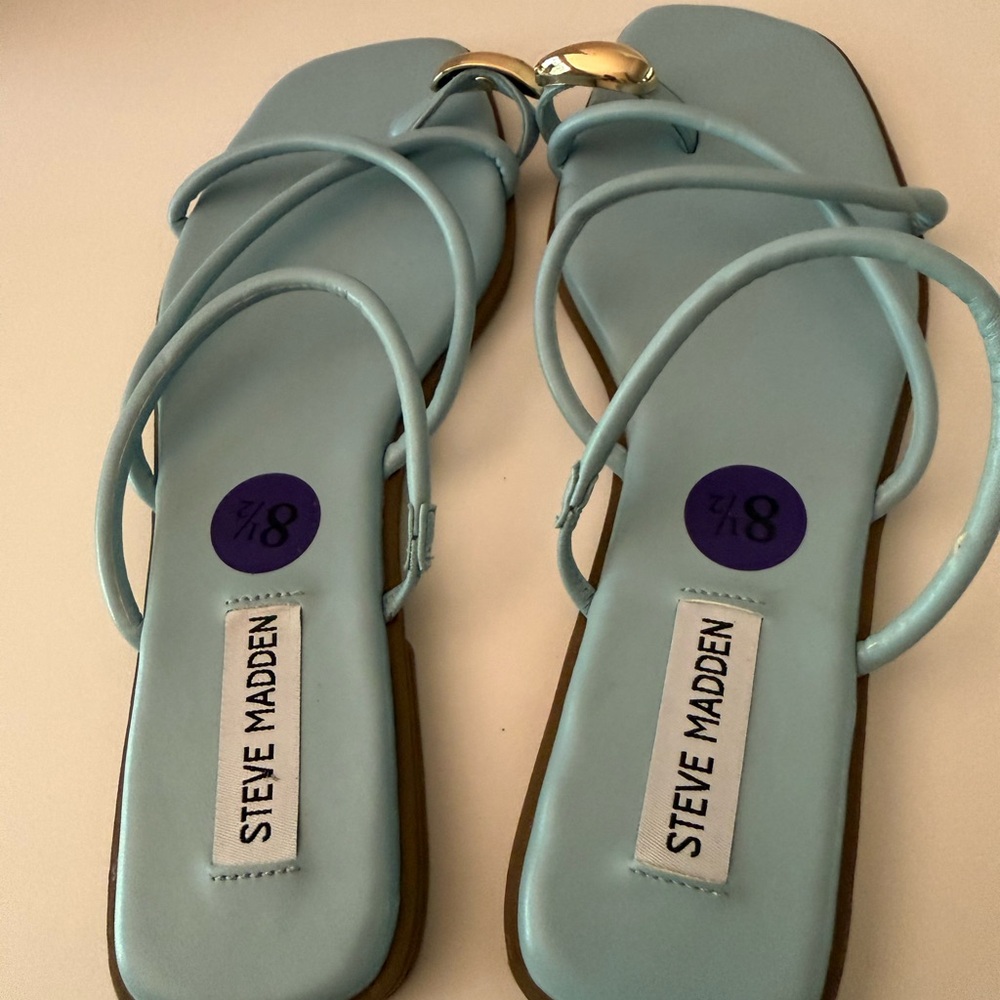 Steve Madden Anine Sky Blue Strappy Toe-Ring Sandals Women’s 8.5 NEW - Picture 3 of 5